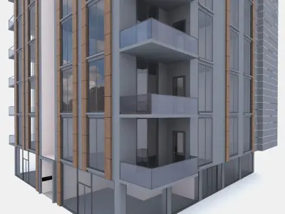 building 01 with interior Low-poly 3D model