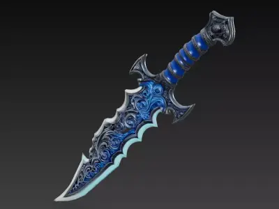 Leviathan Fangblade - Low Poly Stylized Oceanic Sword 10K Low-poly 3D model