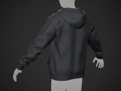 Black Open Hoodie Style 1 Low-poly 3D model