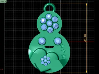 HEART DESIGN FACE EMOJI PENDANT 3D PRINTBALE MODEL  3D print model