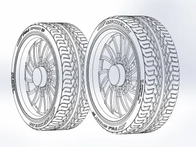 Set of wheels Intro Twisted Vista HD8 20in for scale model 3D print model