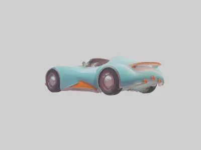 Retro Futuristic Car model Low-poly 3D model