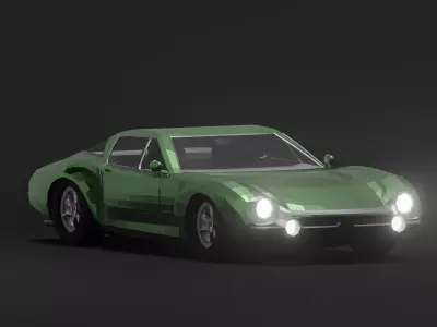 Vintage Race Car LowPoly Low-poly 3D model