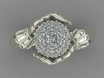 Hand Ring With Ball Of Diamonds 3D Print Model 3D print model