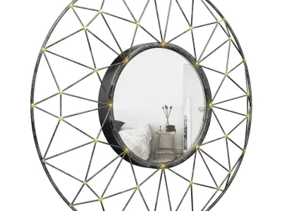 Bal Harbour Round Geometric Frame Accent Mirror BYST5344 3D model