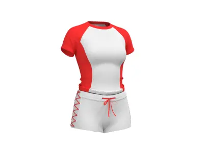 Female Tshirt And Short 3D model