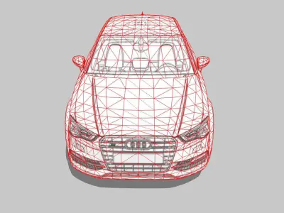 Audi A3 Limousine 3d blueprint Low-poly 3D model
