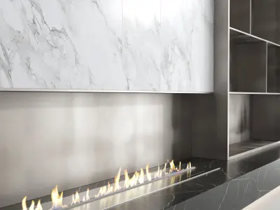 Decorative wall with fireplace set 20 3D model