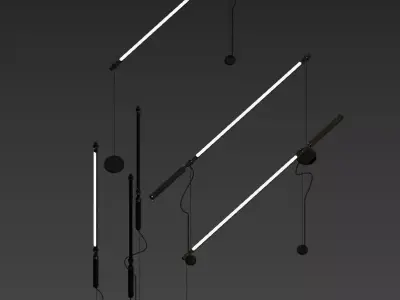Modern Metallic Pendant Light Collection 3D model
