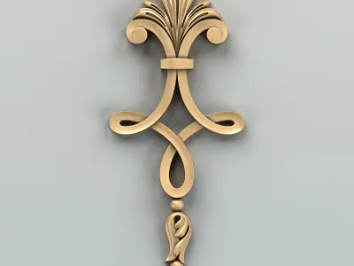 Carved decor vertical 015 3D model