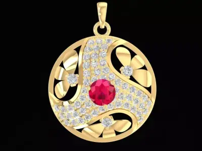 Luxury Round Gemstone Pendant Jewelry  1223 3D print model
