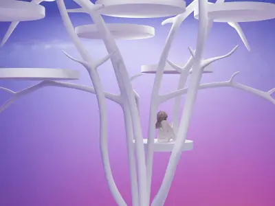 fantasy tree in sky 3D model