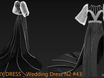 LUXURY DRESS Wedding Dress N2 43  CLO3D ZPRJ FBX OBJ MTL 3D model
