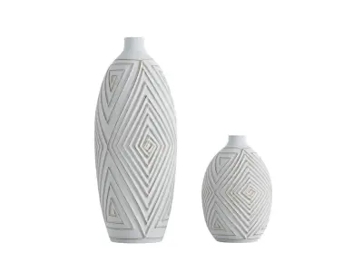 Gold Brushed Pattern Vases 3D model