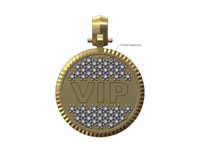 VIP diamond iced fluted bezel pendant with bail 3D print model