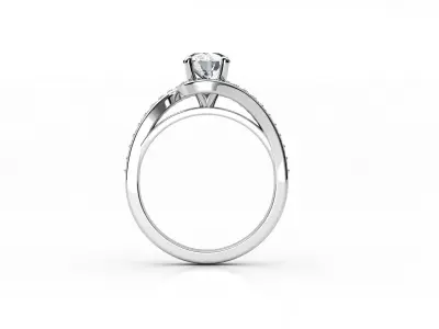 aj-020 round brilliant diamond engagement ring in gold 3D print model