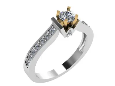 Luxury Solitaire  Diamond Ring 0442 3D print model