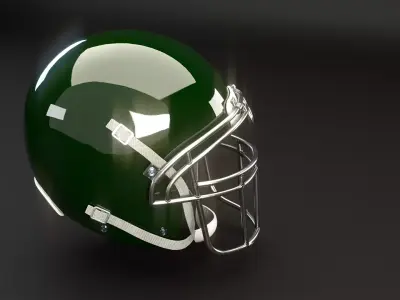Green American Football Helmet Low-poly 3D model