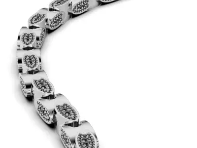 Chain link with round stones 3D print model