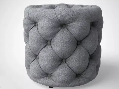 DOE BUCK Round Tufted Ottoman Low-poly 3D model