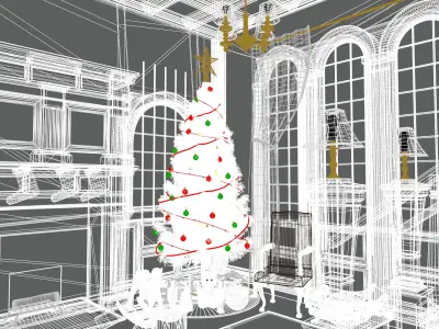 Christmas Room Low-poly 3D model