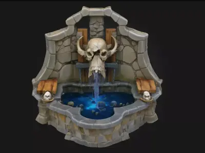 Skull Fountain Sanctuary  Dark Elegance of Forbidden Waters 3D model