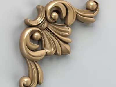 Carved decor corner 003 3D model
