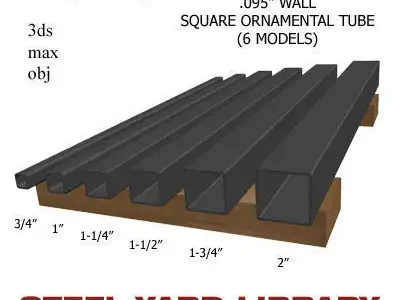 095in Wall Square Ornamental Tube 3D model