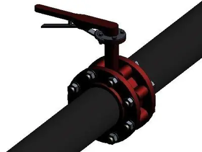 Revit Family - Butterfly Valve  2inch - 12inch  3D model