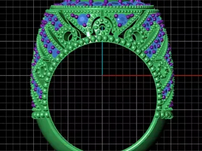round halo luxury jewelry ring 3D print model