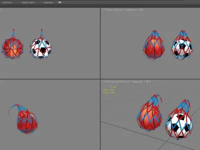 Cartoon football and basketball - net bag Low-poly 3D model