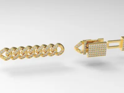 Cuban diamond link chain 8mm 3D print model