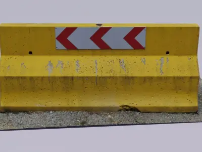 Concrete barrier 01 high-poly 3D model