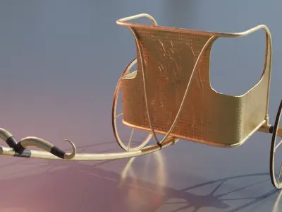 Egyptian Chariot Military Tutankhamen Treasure Low Res Low-poly 3D model