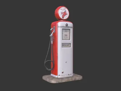 Retro Gas Pump Low-poly 3D model