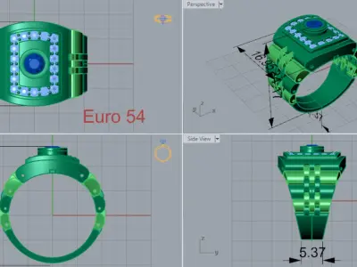 Two-tone gold man stl rolex ring  diamond design model ror0018 3D print model