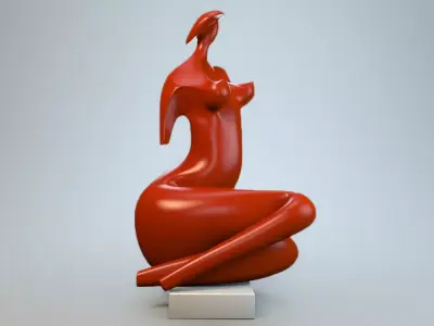 Sculpture Lady in hat 3D model