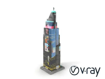 Cyberpunk Skyscraper Neon Facade model pack Low-poly 3D model