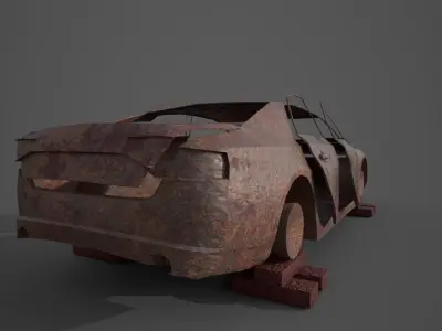 Damaged Car Low-poly 3D model