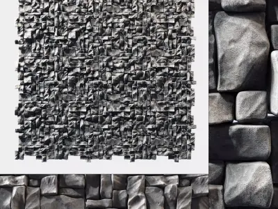 Panel Big Rock block stone n2 3D model