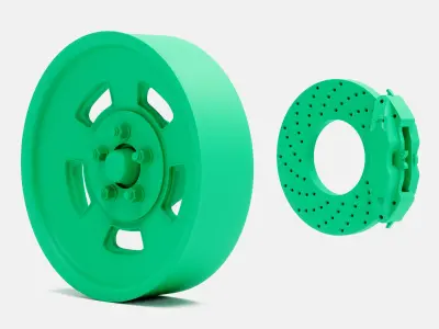 15x4 Halibrand Sprint Wheel and Brake 3D print model