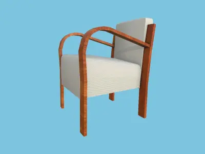 White and Wood Armchair - Furniture Interior Design Low-poly 3D model