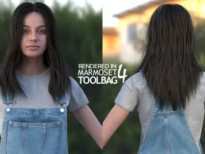 Woman in Overall 3 - Modular - Rigged Low-poly 3D model