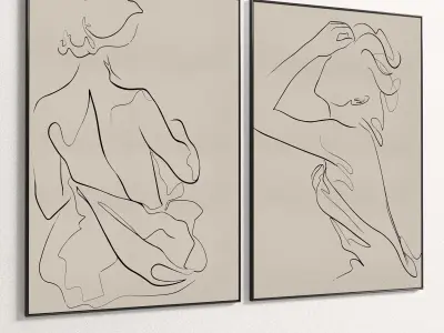 Plaster Two Photo Frame 141 Low-poly 3D model