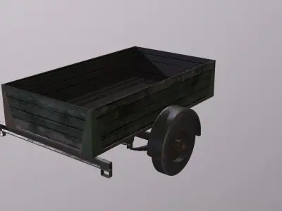 Trailer wooden wagon Low-poly 3D model