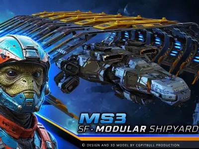 MS3 - MODULAR Shipyard Low-poly 3D model