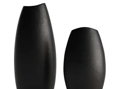 Modern Matte Black Vase Set 2 3D model