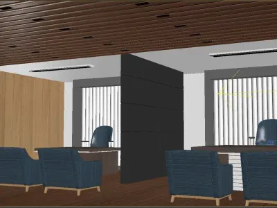 office with chairs and wood paneling 3D model