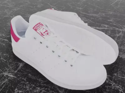 Adidas 3D Shoes - White - Pink - Stan Smith Series Low-poly 3D model