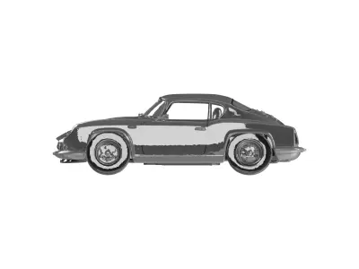 Vintage British Sports Car 3D Model Silver Classic Coupe Low-poly 3D model